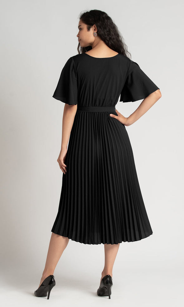 Round Neck Below Knee Western Dress