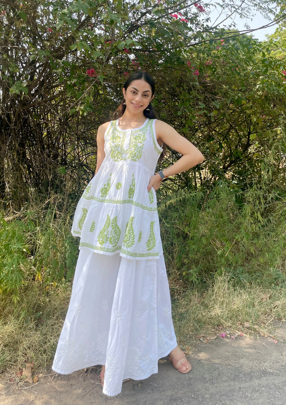 Anum Chikankari Cotton Short Kurta