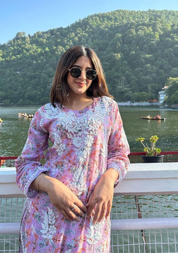 Hanifa Chikankari Mulmul Straight Kurta