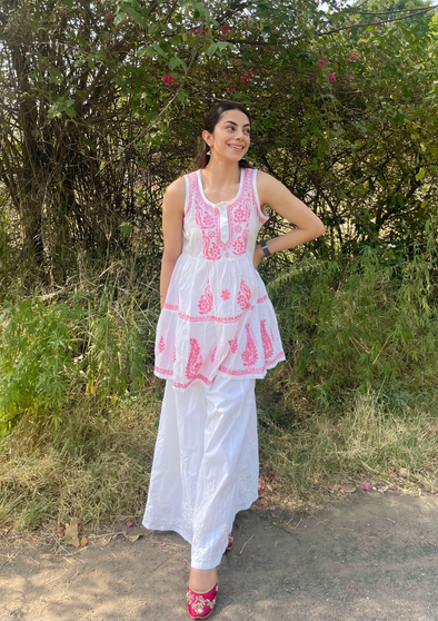 Anum Chikankari Cotton Short Kurta