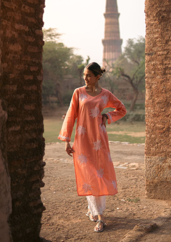 Adib Chikankari Cotton Straight Kurta