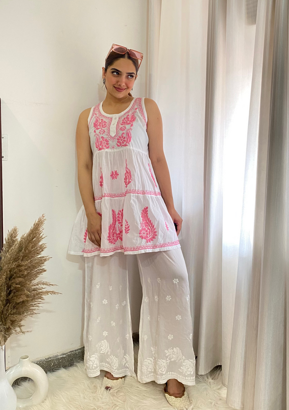 Anum Chikankari Cotton Short Kurta