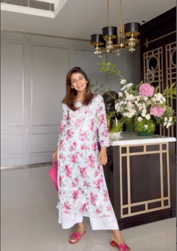Dareen Chikankari Mulmul Straight Kurta