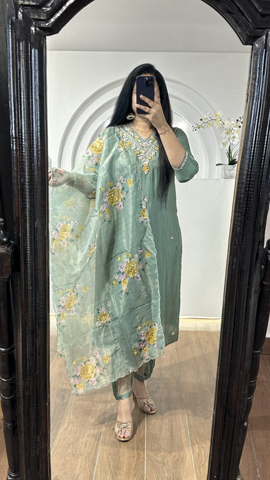 Green V Neck Kurti