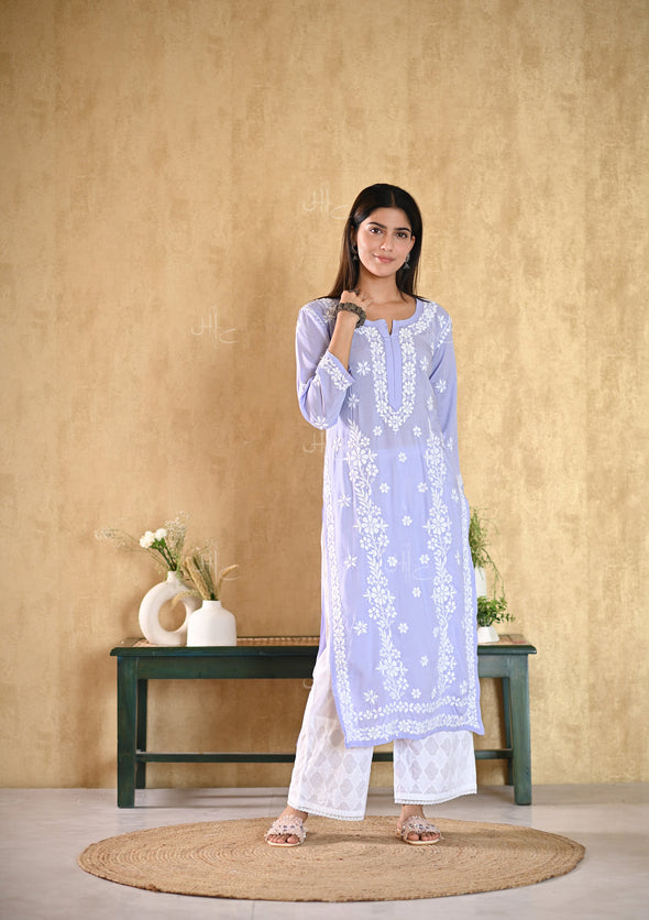 Aiza Chikankari Modal Straight Kurta