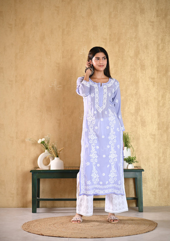 Aiza Chikankari Modal Straight Kurta