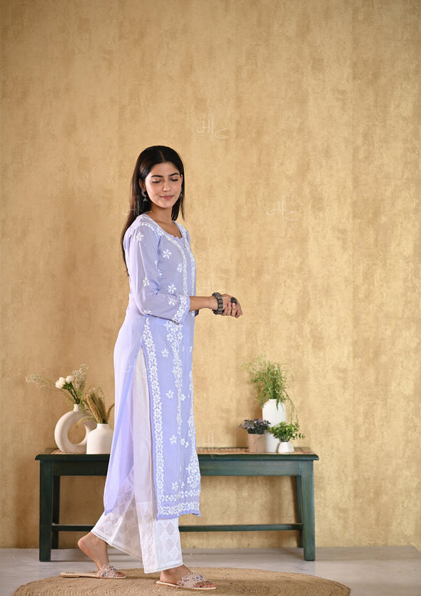 Aiza Chikankari Modal Straight Kurta