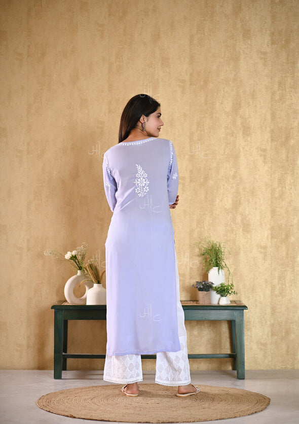 Aiza Chikankari Modal Straight Kurta