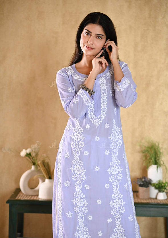 Aiza Chikankari Modal Straight Kurta