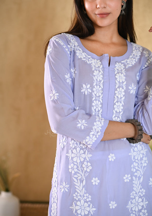 Aiza Chikankari Modal Straight Kurta