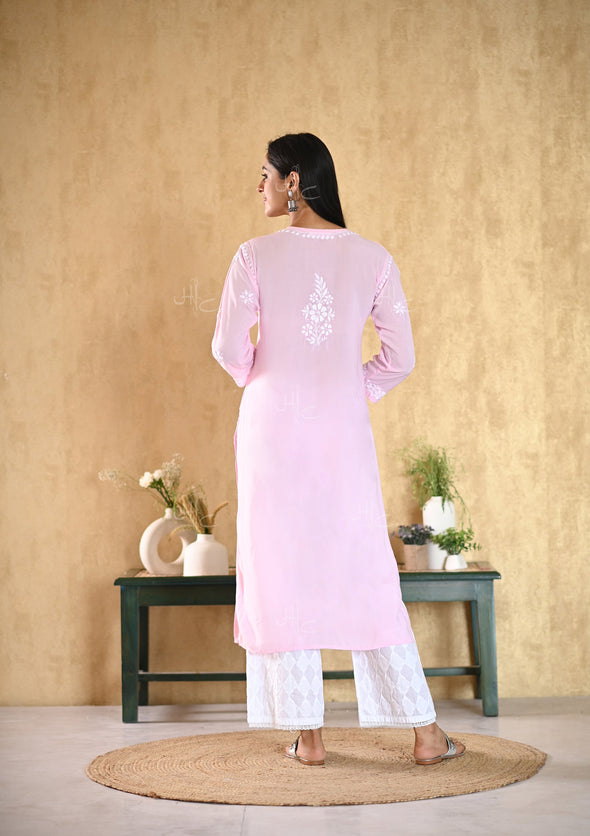 Aiza Chikankari Modal Straight Kurta