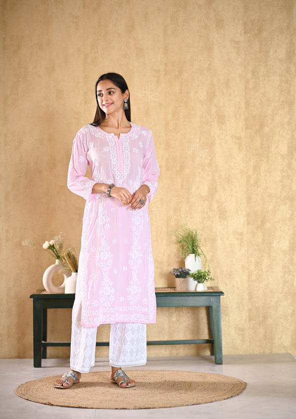 Aiza Chikankari Modal Straight Kurta