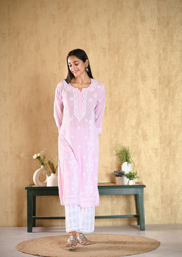 Aiza Chikankari Modal Straight Kurta