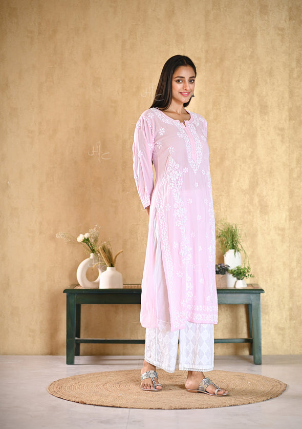 Aiza Chikankari Modal Straight Kurta