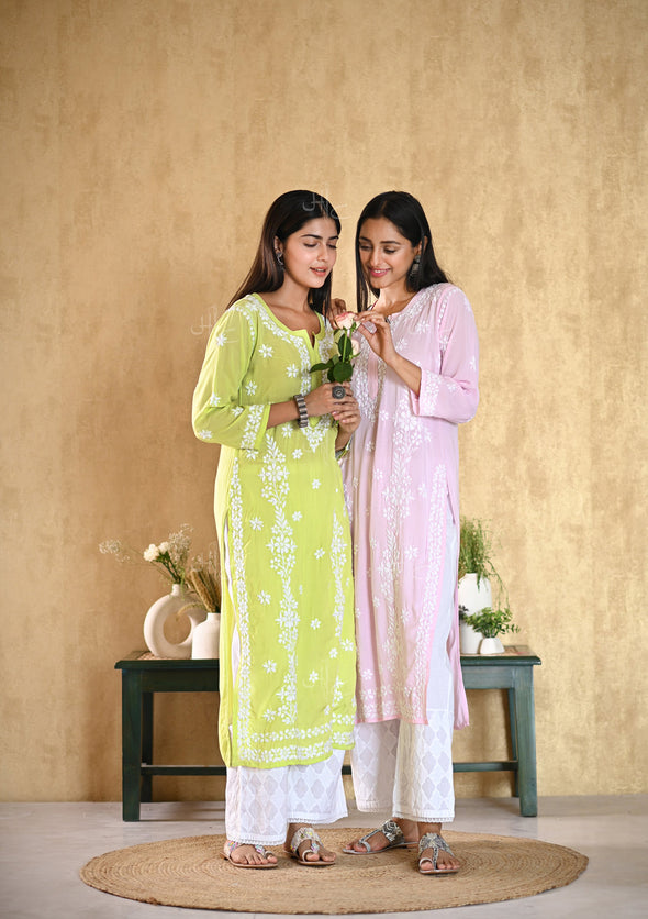 Aiza Chikankari Modal Straight Kurta