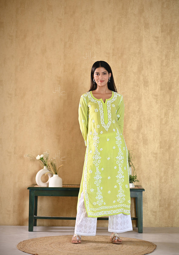 Aiza Chikankari Modal Straight Kurta