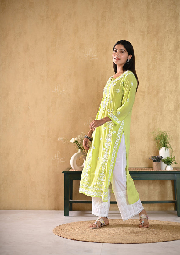 Aiza Chikankari Modal Straight Kurta