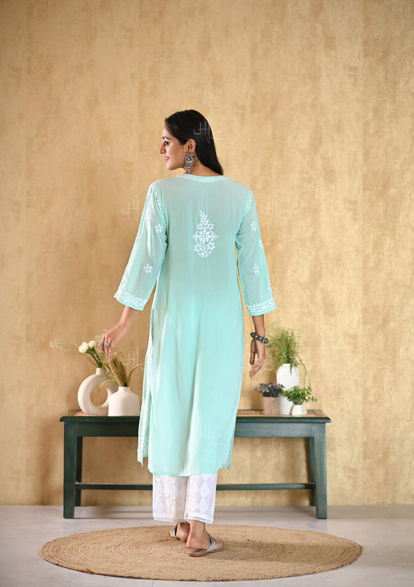 Aiza Chikankari Modal Straight Kurta