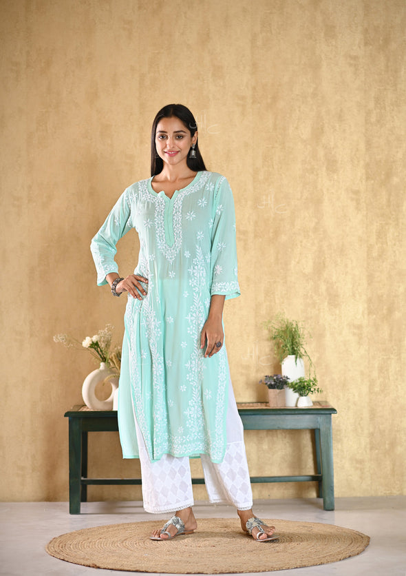 Aiza Chikankari Modal Straight Kurta