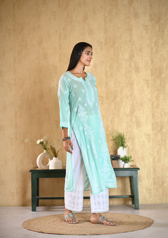 Aiza Chikankari Modal Straight Kurta