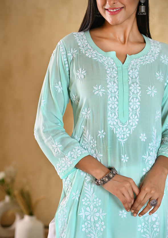 Aiza Chikankari Modal Straight Kurta