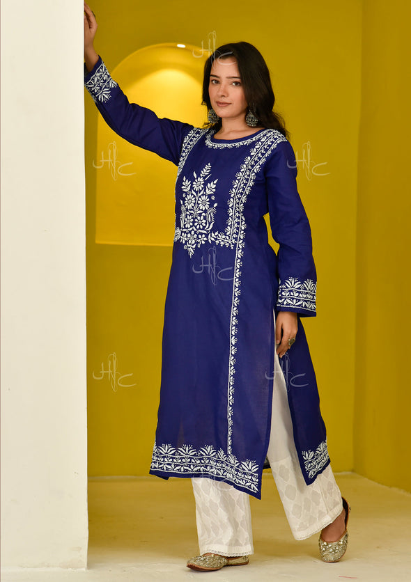 Emira Chikankari Cotton Straight Kurta