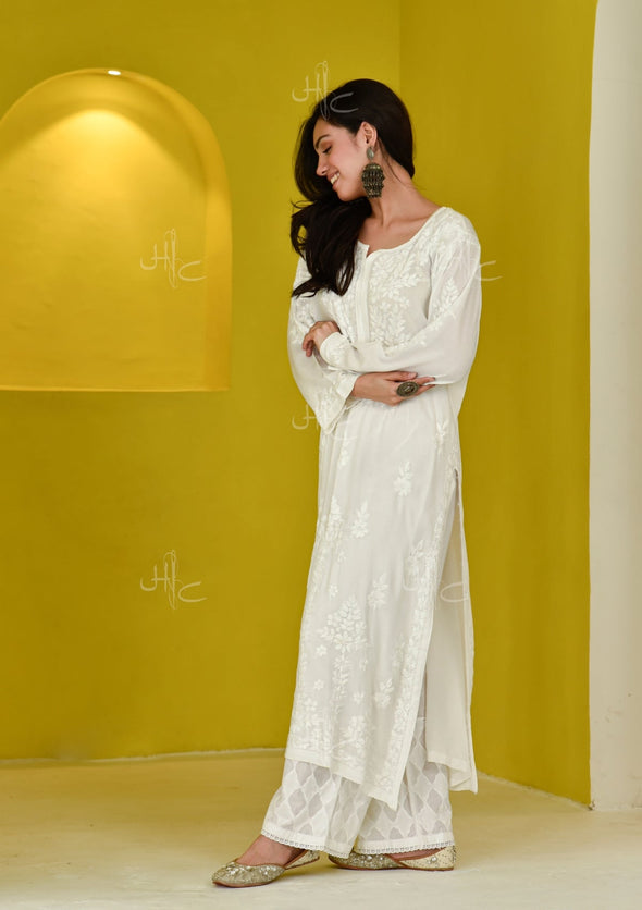Fenal Chikankari Modal Straight Kurta