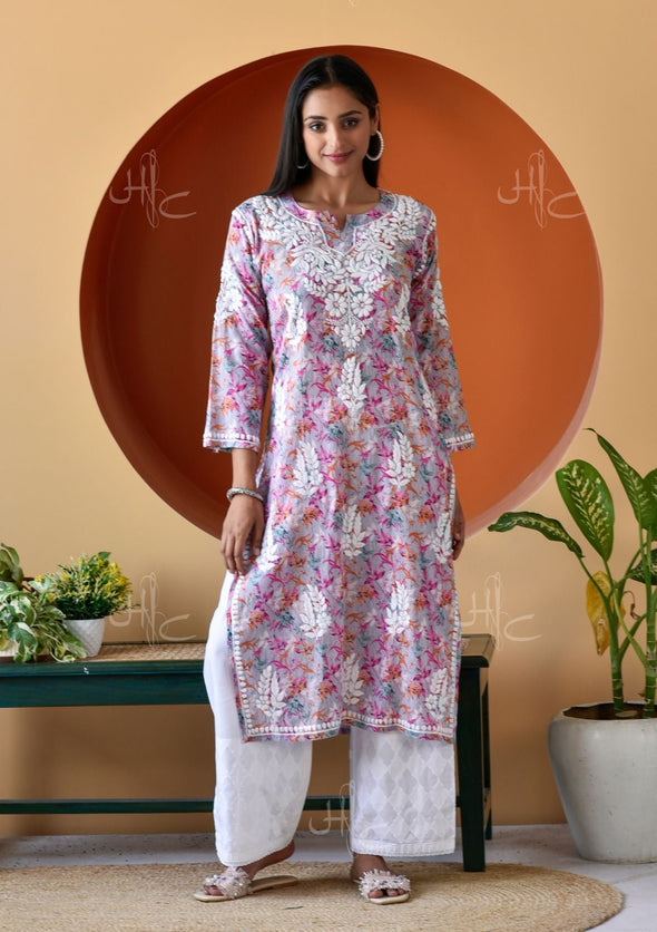 Hanifa Chikankari Mulmul Straight Kurta