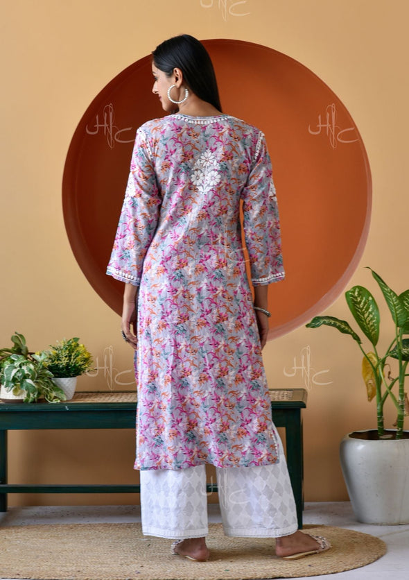 Hanifa Chikankari Mulmul Straight Kurta