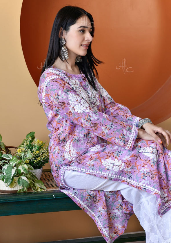 Hanifa Chikankari Mulmul Straight Kurta