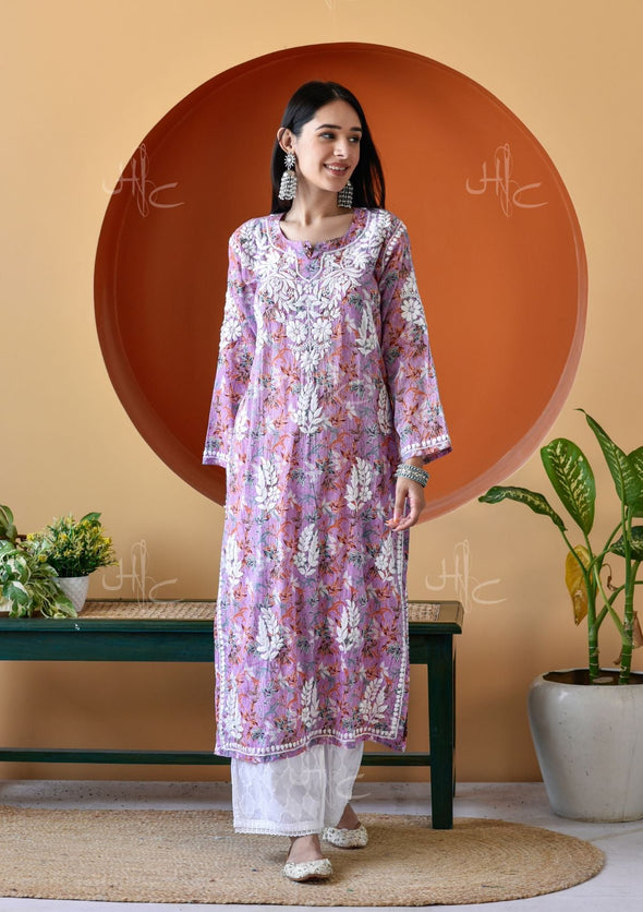 Hanifa Chikankari Mulmul Straight Kurta
