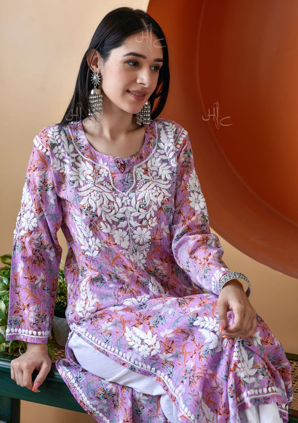 Hanifa Chikankari Mulmul Straight Kurta