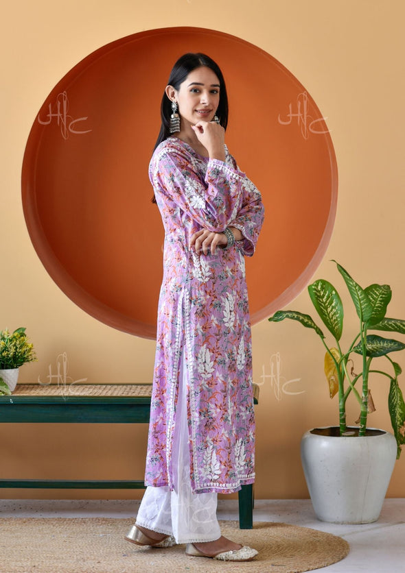 Hanifa Chikankari Mulmul Straight Kurta