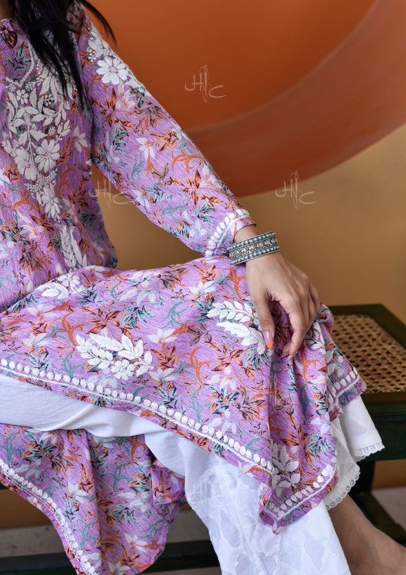 Hanifa Chikankari Mulmul Straight Kurta
