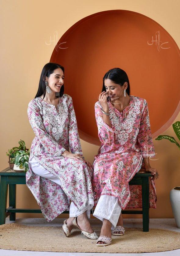 Hanifa Chikankari Mulmul Straight Kurta