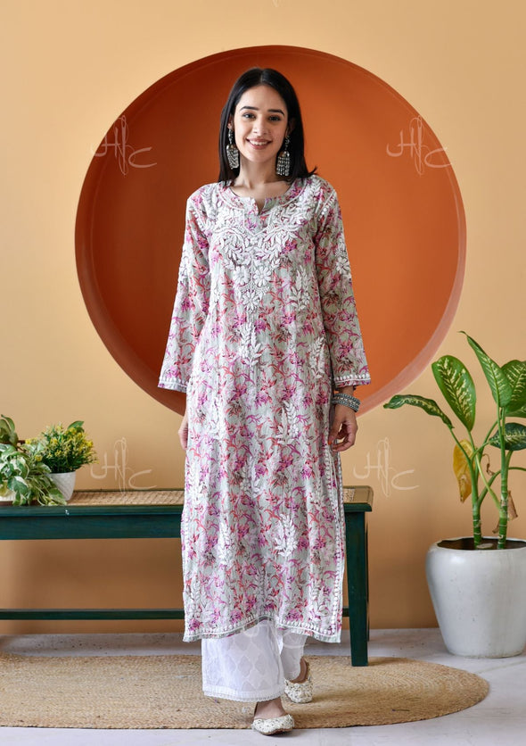 Hanifa Chikankari Mulmul Straight Kurta