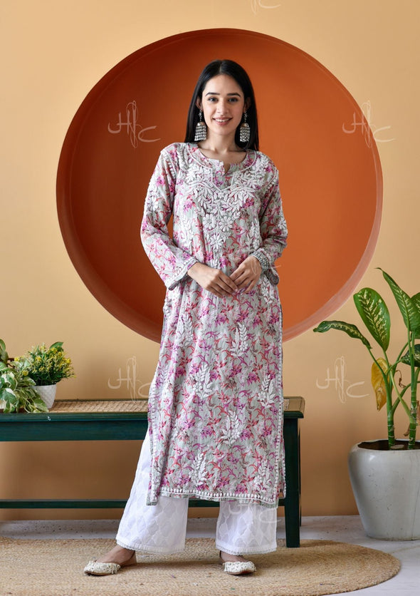 Hanifa Chikankari Mulmul Straight Kurta