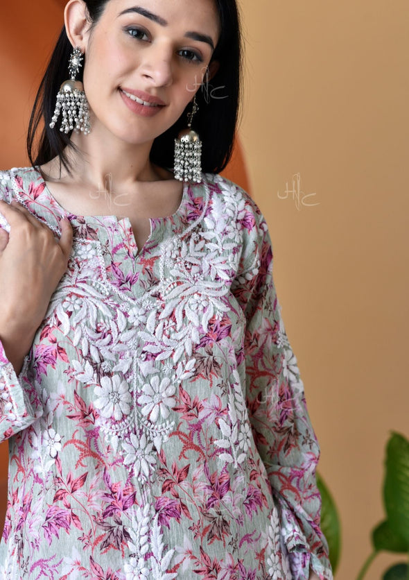 Hanifa Chikankari Mulmul Straight Kurta