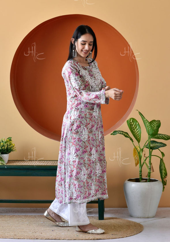 Hanifa Chikankari Mulmul Straight Kurta