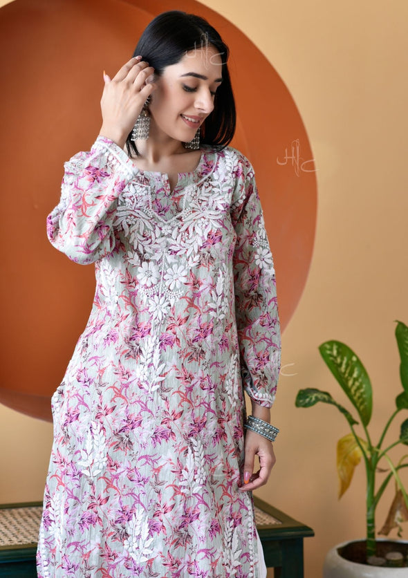 Hanifa Chikankari Mulmul Straight Kurta