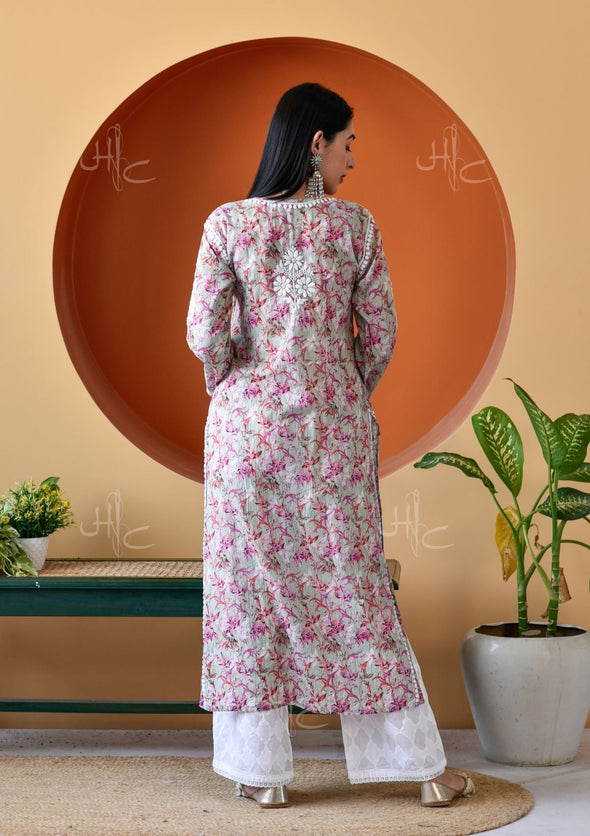 Hanifa Chikankari Mulmul Straight Kurta