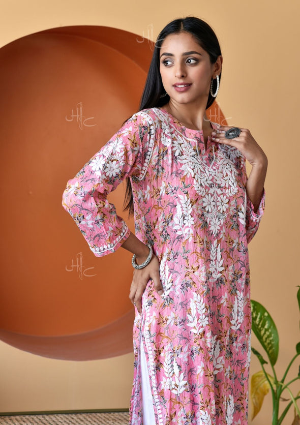 Hanifa Chikankari Mulmul Straight Kurta