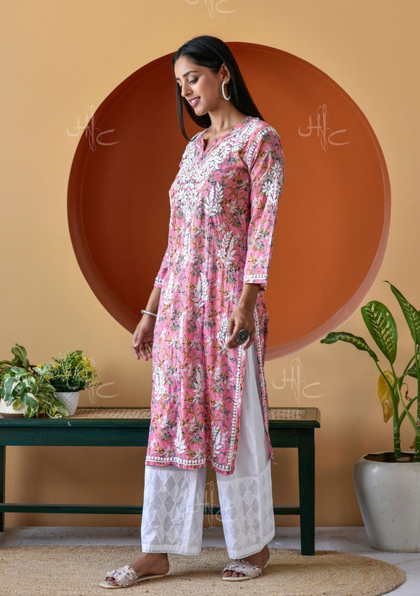 Hanifa Chikankari Mulmul Straight Kurta