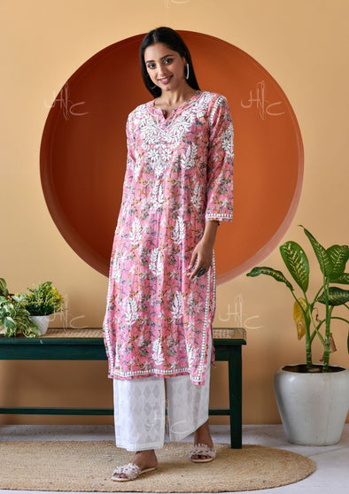 Hanifa Chikankari Mulmul Straight Kurta