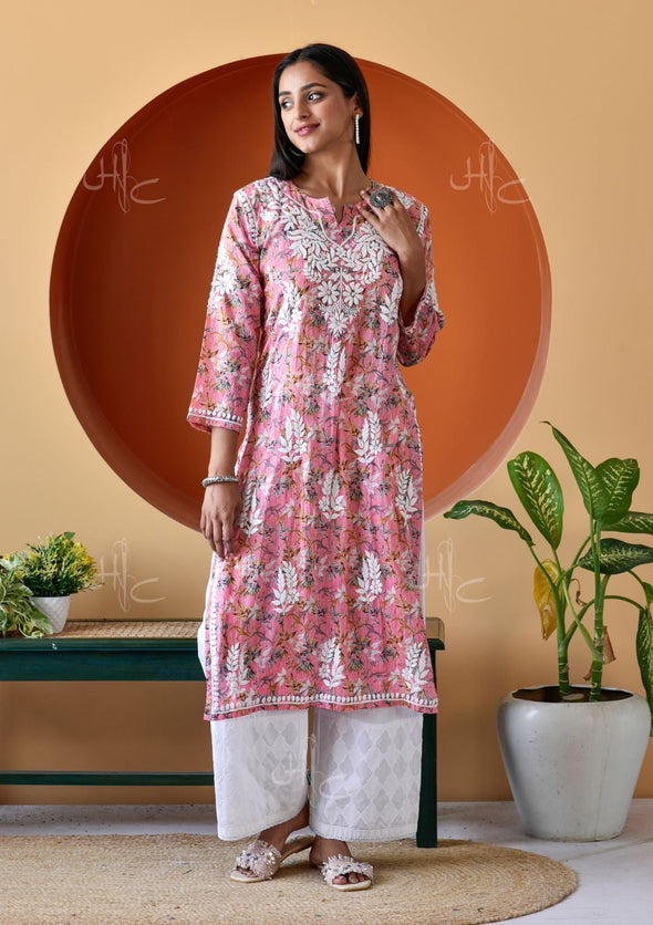 Hanifa Chikankari Mulmul Straight Kurta
