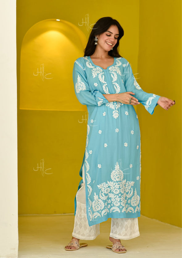Hisana Chikankari Modal Straight Kurta