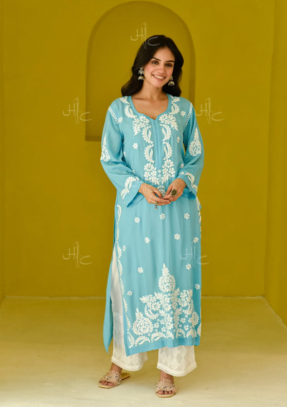 Hisana Chikankari Modal Straight Kurta