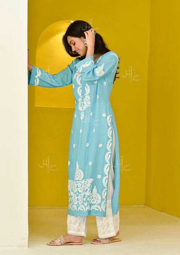 Hisana Chikankari Modal Straight Kurta