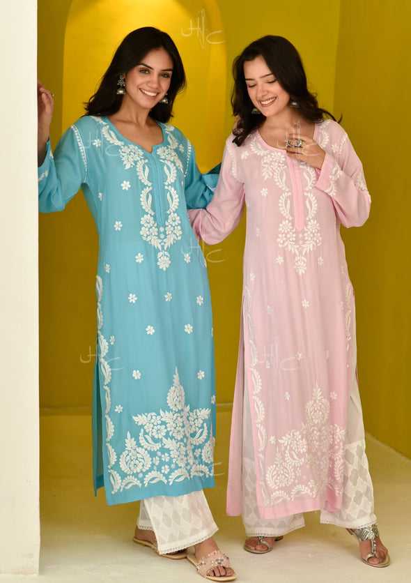 Hisana Chikankari Modal Straight Kurta
