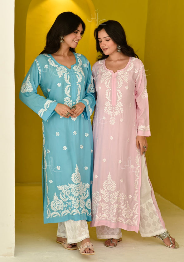 Hisana Chikankari Modal Straight Kurta